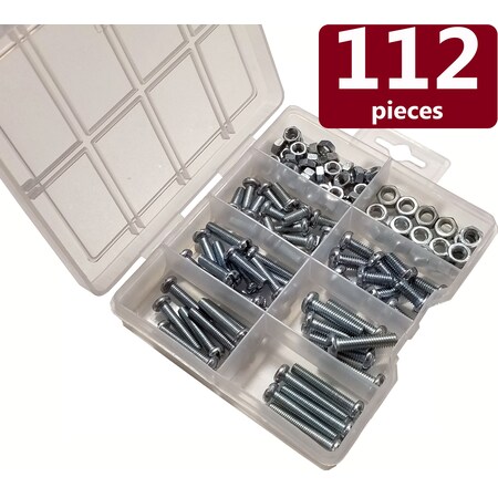 Blue Donuts Machine Screws Assortment Kit, Nuts, Hexagon Head Nuts, 112 Pieces BD3536225